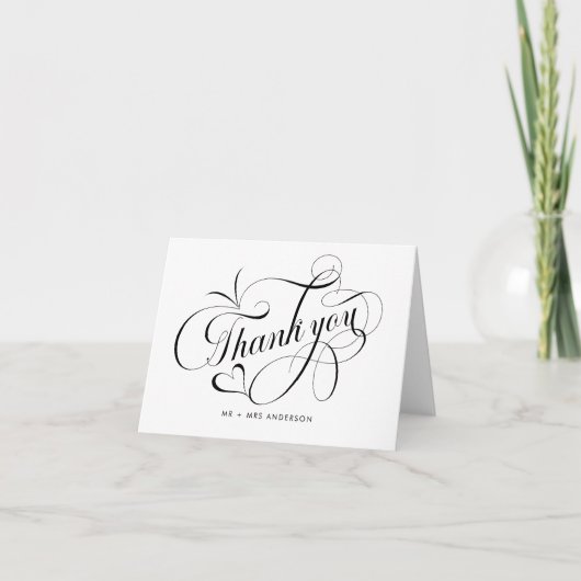 Romantisch Calligrafiescript - Hartelijk dank Bedankkaart (Voorkant)