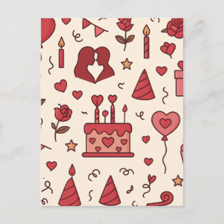 Romantisch Celebratie Doodle Patroon Briefkaart