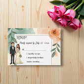 Romantisch Chic Bloemen Lijst Bruid en bruidegom b RSVP Kaartje