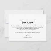 Romantisch Classy Script Bruiloft Dank u Kaart (Achterkant)