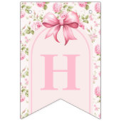 Romantisch Coquette Roos en Roze Bows Verjaardag Vlaggetjes (Tweede vlag)