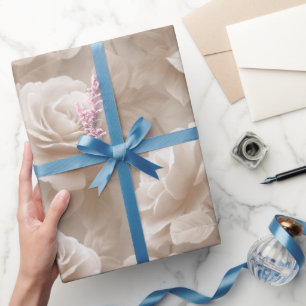 Romantisch Crème Roze Beige Bloemmotief Cadeaupapier
