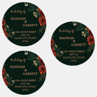 Romantisch donkergroen tuin trouwadres labels
