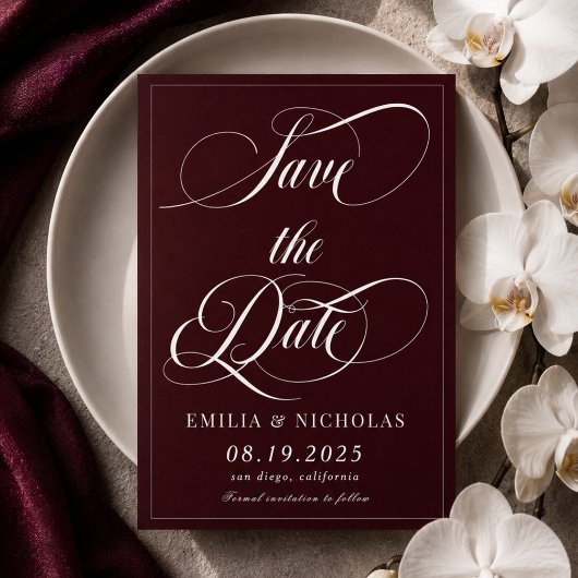 Romantisch donkerrood save the date