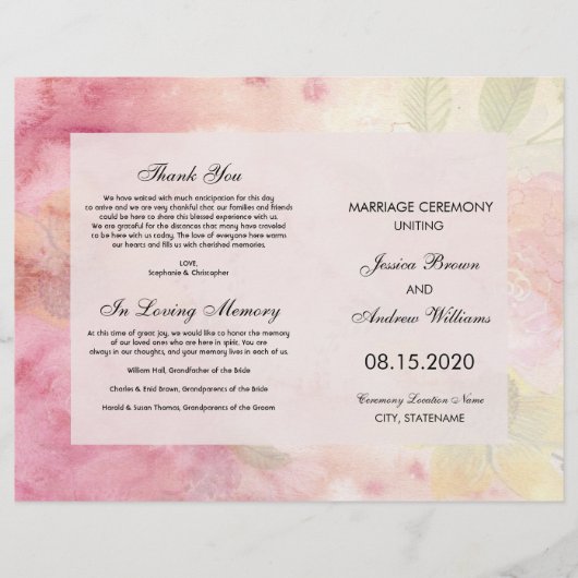 Romantisch droomachtig bloem bruiloftsprogramma (Voorkant)