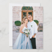 Romantisch Dusty Blue Floral Fotobruiloft Bedankkaart (Achterkant)