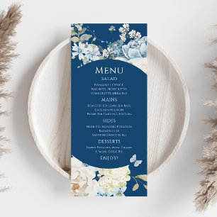 Romantisch Dusty Blue Waterverf Bloemen Huwelijk Menu