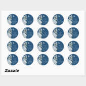 Romantisch Dusty Blue Waterverf Bloemen Huwelijk Ronde Sticker (Vel)