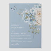 Romantisch Dusty Blue Waterverf Bloemen Huwelijk Vellum Uitnodigingen (Voorkant)