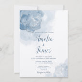 Romantisch Dusty Blue Waterverf Bloemen Kaart (Voorkant)