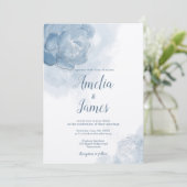 Romantisch Dusty Blue Waterverf Bloemen Kaart (Staand voorkant)