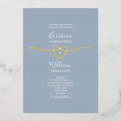 Romantisch Dusty Blue Wedding Gold Folie Uitnodiging (Voorkant)