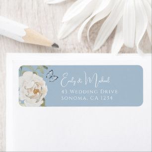 Romantisch Dusty Blue Welkom Bloemen Huwelijk Etiket