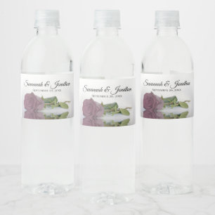 Romantisch Dusty Mauve Roos Elegante bruiloft Waterfles Etiket