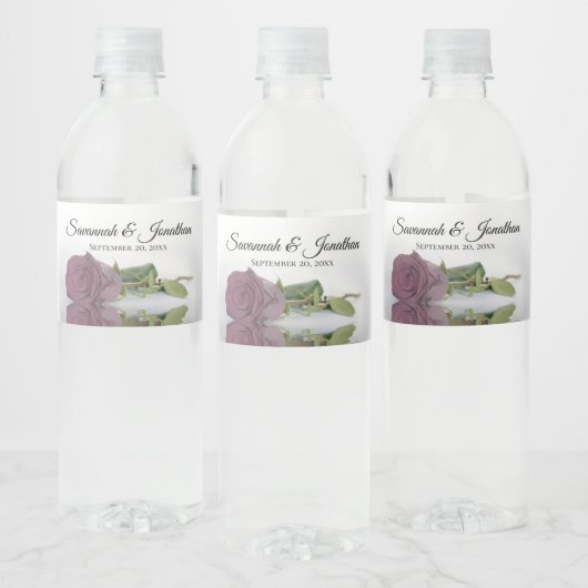 Romantisch Dusty Mauve Roos Elegante bruiloft Waterfles Etiket (Flessen)
