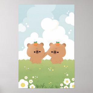 Romantisch echtpaar Capybara Poster