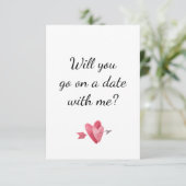 Romantisch eerste date-hartaanzoek kaart (Staand voorkant)
