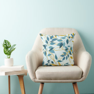 Romantisch Elegant Blauw Blauw Blad Blad Huwelijk Kussen