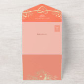 Romantisch Elegant Bloemig Perzik All In One Uitnodiging (Buitenkant)