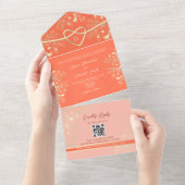 Romantisch Elegant Bloemig Perzik All In One Uitnodiging (Afscheurbaar)