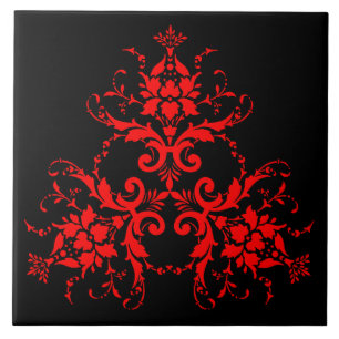 Romantisch, Elegant Damast Rood Tegeltje