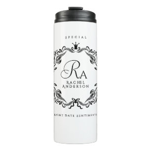 Romantisch elegant gebladerte monogram thermosbeker