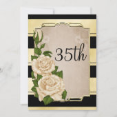 Romantisch Elegant Ivoor Rozen Gold Framed 35th Kaart (Voorkant)
