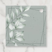 Romantisch Elegant Monogram Groen Bladeren Bruilof Bedankjes Labels (Achterkant)