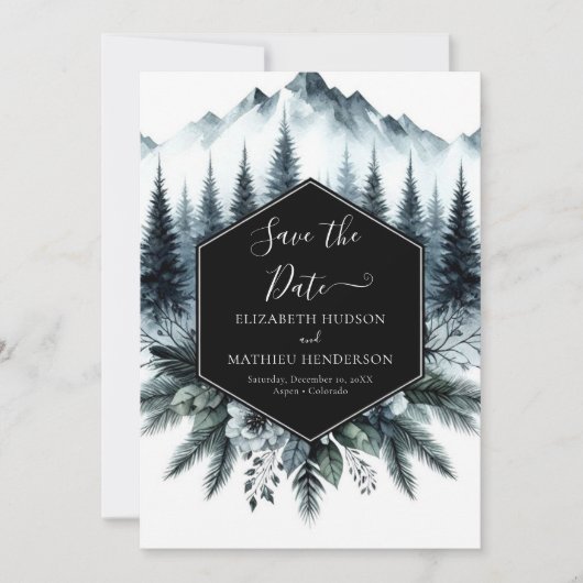 Romantisch Elegant Mountain Wedding Save The Date (Voorkant)