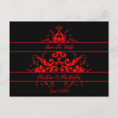 Romantisch, Elegant Rood Damast Briefkaart (Voorkant)