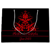 Romantisch, Elegant Rood Damast Groot Cadeauzakje (Voorkant)