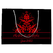 Romantisch, Elegant Rood Damast Groot Cadeauzakje (Achterkant)