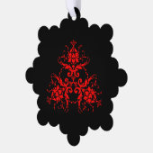 Romantisch, Elegant  Rood Damast Ornament Kaart (Links)