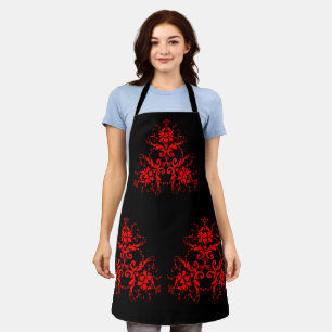 Romantisch, Elegant Rood Damast Schort