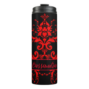 Romantisch, Elegant Rood Damast Thermosbeker