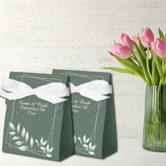 Romantisch Elegant Vervaagd Groen Bladeren Bedankdoosjes