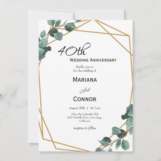 Romantisch Emerald Greenery bruiloft Jubileum Kaart (Voorkant)