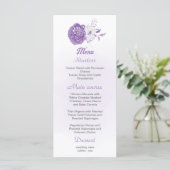 romantisch en wit paars brutaal trouwmenu menu (Staand voorkant)