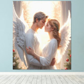 Romantisch engelenpaar schilderij canvas afdruk (Insitu (Houten vloer))