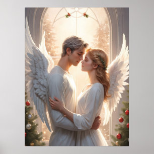 Romantisch engelenpaar schilderij poster