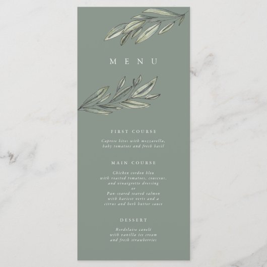 Romantisch Evergreen Wedding Menu Kaart (Voorkant)