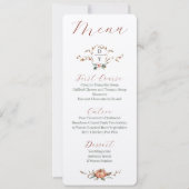 Romantisch Fall Wedding Menu w / sinaasappel en bl Kaart (Voorkant)