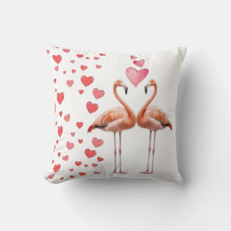 Romantisch Flamingo Koppel met Roze Hart Liefdesde Kussen