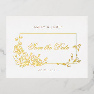 romantisch florerend manuscript sparen het datumbr folie uitnodiging briefkaart