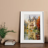 Romantisch Frans kasteel Waterverf Poster