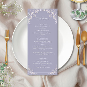 Romantisch Frans Lila Elegant Trouwmenu Menu
