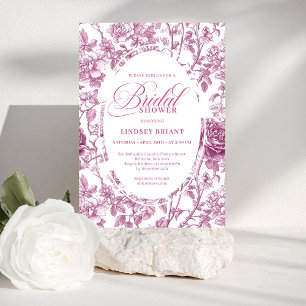 Romantisch Fuchsia Roze Rozen Patroon Bruiloftsfee Kaart