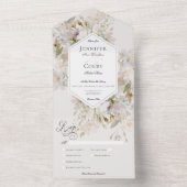 Romantisch Gedempt Wit & Roze Bloemen Diner All In One Uitnodiging (Binnen)