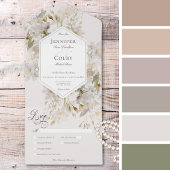 Romantisch Gedempt Wit & Roze Bloemen Diner All In One Uitnodiging