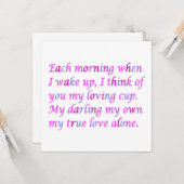 Romantisch gedicht voor je ware liefde gemengde kl kaart (Voorkant / Achterkant in situ)